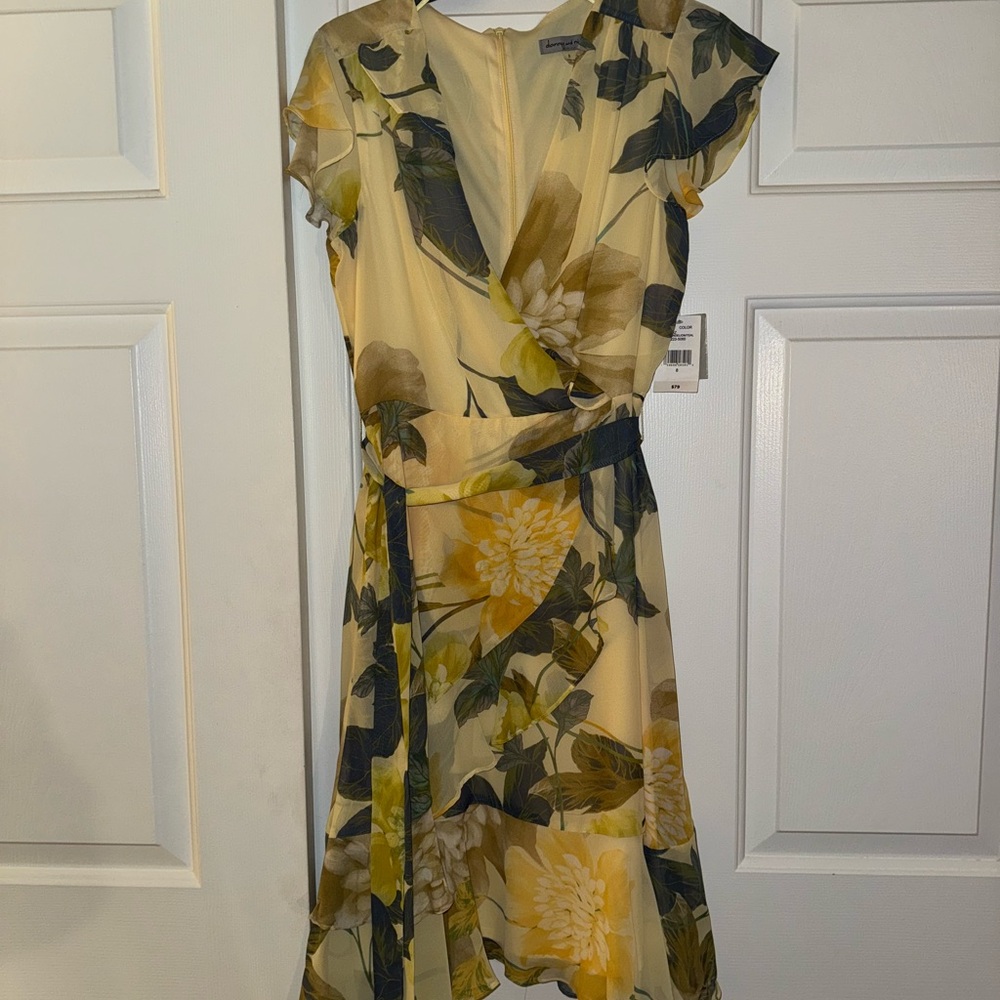 Floral Yellow Wrap Dress